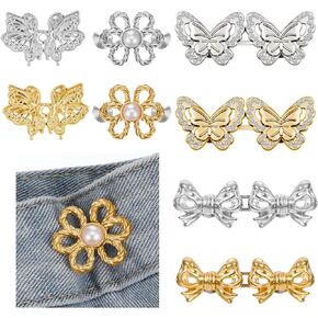 8 مجموعات بانت تضيق الخصر 4 أنماط ضابط الخصر للسروال فضفاض لا توجد خياطة قابلة للفصل الخصر الخصر القوس الفراشة زهور الخصر مقطع الدبوس لطلاب الجينز تزيين in Kuwait