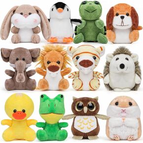 12PCS Safari Stuffed Animals - Easter Gifts Jungle Stuffed Animals Toys Set Tiger Elephant Lion Squirrel Hedgehog Rabbit Forest Animals for Birthday Zoo Animal Party