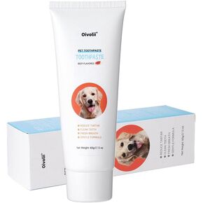Food-Grade Toothpaste for Dogs and Cats, Cleans Teeth and Fights Bad Breath, Reduces Plaque and Tartar Formation Beef Flavor 2.12 oz