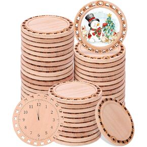 kukmakri 50 PCS Natural Wood Slices - 2.2 Inch Unfinished Wood Discs Craft Kit, Predrilled with Hole Wooden Circles, Ideal for Christmas Ornaments, DIY Wooden Crafts, and Handmade Art Supplies