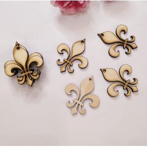 30PCS Fleur de Lis Cutout Unfinished Wood Earring Blanks, Jewelry Making Crafts, DIY Project Wood, Dangle Earrings Jewelry Blanks (2'')