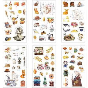 ملصقات kawaii washi لطيف فتاة الخريف نبات حيوان غذاء فاكهة لاصق اللصق لمجلة المجلات المجلات يوميات دفتر الكمبيوتر المحمول مخططات الكلام مغلف