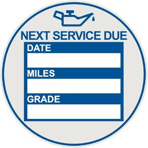 2 inch 102 PCS Blue "Next Service Due" with Date Miles Grade Static Cling Labels Easy Remove Oil Change Stickers - Static Cling Windshield Labels
