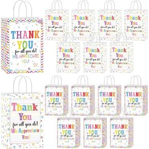 Employee Thank You Gift Bags: 16 Pcs Cool Employee Appreciation Gifts Small Thankful Gifts Bags, Thank You Gift Paper Bag for Coworkers Teachers Staff Volunteer, Work Anniversary Party Favors Decor