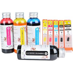 Compatible Ink Refill kit, Suitable for 250/251 270/271 1200 2200 1500 2500 PG210 CL211 PG245 CL246, etc. Suitable for PIXMA iP7220, MG5420, MG5520, MG6420, MX722, MX922 and Other Printers