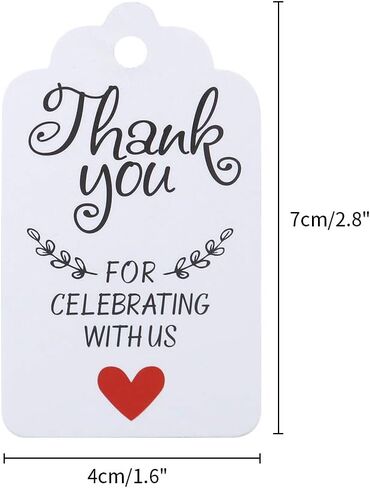 G2PLUS Thank You for Celebrating with Us Tags, 100PCS Kraft Paper Gift Tags with Natural Jute Twine, Hollow Heart Gift Tags for Wedding, Baby Shower, Birthday Party Favors (Brown) in Saudi Arabia