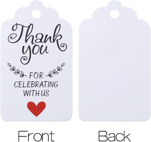 G2PLUS Thank You for Celebrating with Us Tags, 100PCS Kraft Paper Gift Tags with Natural Jute Twine, Hollow Heart Gift Tags for Wedding, Baby Shower, Birthday Party Favors (Brown) in Saudi Arabia
