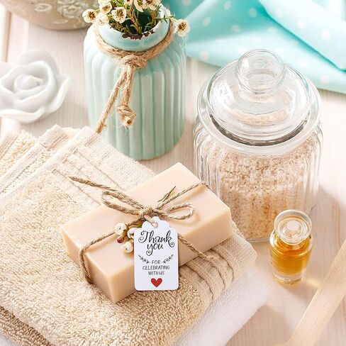 G2PLUS Thank You for Celebrating with Us Tags, 100PCS Kraft Paper Gift Tags with Natural Jute Twine, Hollow Heart Gift Tags for Wedding, Baby Shower, Birthday Party Favors (Brown) in Saudi Arabia