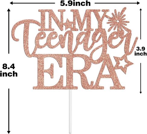 in My Teenager Era Cake Topper,Official Teen/It's My Time/Hello 13, Funny 13th Birthday Party Decorations Supplies for Boys Girls, Rose Gold Glitter in Saudi Arabia