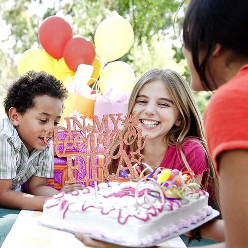in My Teenager Era Cake Topper,Official Teen/It's My Time/Hello 13, Funny 13th Birthday Party Decorations Supplies for Boys Girls, Rose Gold Glitter in Saudi Arabia
