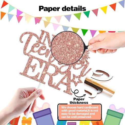 in My Teenager Era Cake Topper,Official Teen/It's My Time/Hello 13, Funny 13th Birthday Party Decorations Supplies for Boys Girls, Rose Gold Glitter in Saudi Arabia