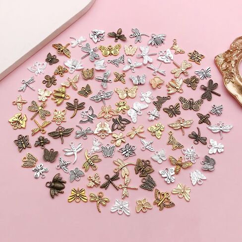 youdiyla 100pcs لوازم الحرف الحرفية مختلطة السحر الحشرات الفراغية النحل من أجل المجوهرات التي تصنع نتائج الصياغة لسوار قلادة DIY (Mix 5 Color) in Kuwait