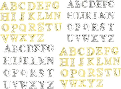 8mm 52pcs A-Z Half Rhinestone alphabet alphabet سحر الشريحة لصنع المجوهرات الحرفية DIY in Kuwait