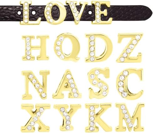 8mm 52pcs A-Z Half Rhinestone alphabet alphabet سحر الشريحة لصنع المجوهرات الحرفية DIY in Kuwait