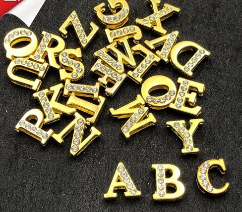 8mm 52pcs A-Z Half Rhinestone alphabet alphabet سحر الشريحة لصنع المجوهرات الحرفية DIY in Kuwait