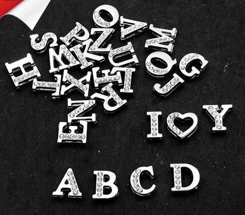 8mm 52pcs A-Z Half Rhinestone alphabet alphabet سحر الشريحة لصنع المجوهرات الحرفية DIY in Kuwait