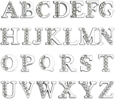 8mm 52pcs A-Z Half Rhinestone alphabet alphabet سحر الشريحة لصنع المجوهرات الحرفية DIY in Kuwait