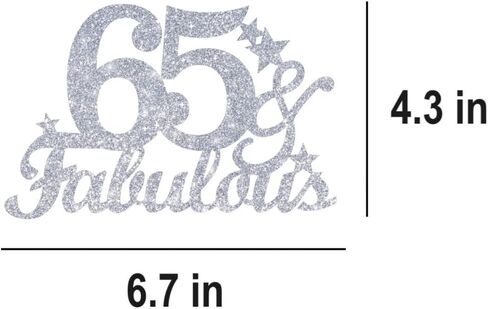 65 & Fabulous Cake Toppers Glitter Silver Glitter ، Happy 65 Birthday Cake Topper Heaits to 65 year bay decoration ، و 5 وستون وأزخرفة كعكة رائعة لـ 65 حفلة عيد ميلاد in Kuwait