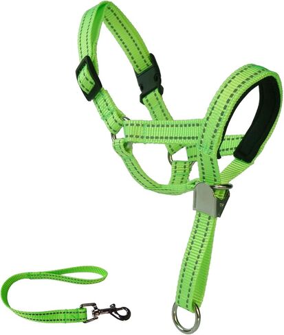 Dog Head Collar with Reflective Strap Adjustable Prevent Pulling Dog Head Halter with Safety Clip Soft Fabric Padded Dog Head Harness for Training Guide(M, Black) in Saudi Arabia