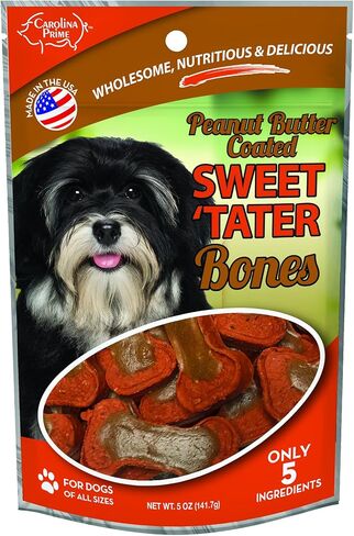 Carolina Prime Pet 45311 Peanut Butter Coated Sweet Tater Bone Treat For Dogs ( 1 Pouch), One Size in Kuwait