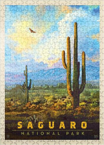 MyPuzzle Saguaro National Park: Daybreak Daybreak ، Pintage Poster - Premium 1000 قطعة بانورامزو للبالغين in Kuwait