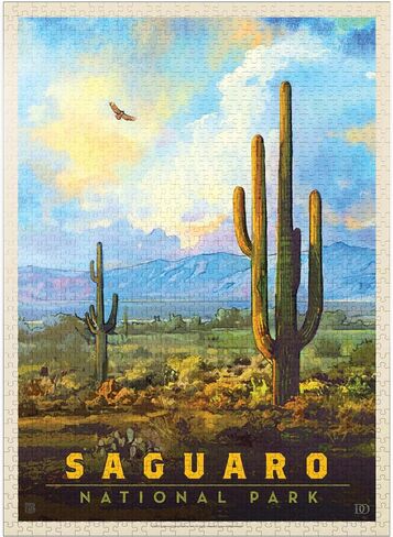 MyPuzzle Saguaro National Park: Daybreak Daybreak ، Pintage Poster - Premium 1000 قطعة بانورامزو للبالغين in Kuwait