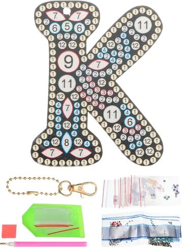 PATIKIL Diamond Art Keychains Diamond Art Painting Letters Keychains Initial Alphabet Kit DIY Crystal Rhinestones Key Chain in Saudi Arabia