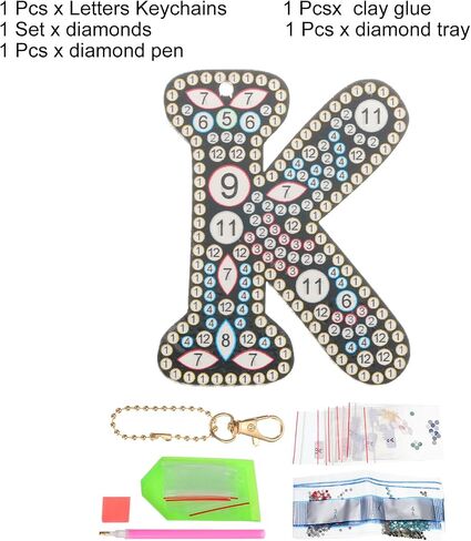 PATIKIL Diamond Art Keychains Diamond Art Painting Letters Keychains Initial Alphabet Kit DIY Crystal Rhinestones Key Chain in Saudi Arabia