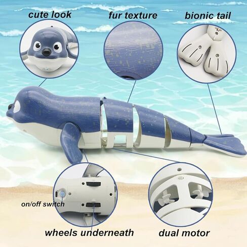 Pool Toys Amphibious Remote Control Seal on Land Water 2.4Ghz Rechargeable Battery Remote Control Shark for Pool Robot Toys for Kids 8-12 Years Old Boys Girls 8,9,10 Upgrade Version Pink in Saudi Arabia