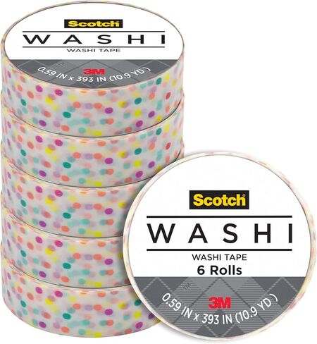 Scotch Expressions Washi Tape, .59 in x 393 in, Fun Dots, 6 Rolls (C314-P47) in Saudi Arabia