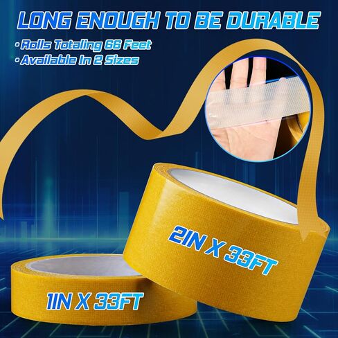 Double Sided Fabric Tape, Strong Double Sided Tape Heavy Duty for Clothes, Carpets, Crafts, Two Sided Tape Heavy Duty for Repair, Bonding, Packaging, Skin-Safe Fashion Tape, 2in x 33ft in Kuwait