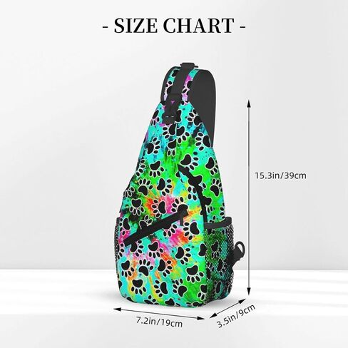 Tie Dye Print Sling Bag for Men and Women,Dog Paw Crossbody Bag Fashion, Casual Chest Bag for Travel in Kuwait