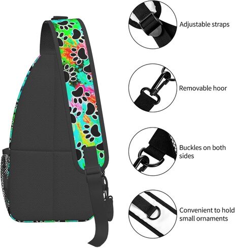 Tie Dye Print Sling Bag for Men and Women,Dog Paw Crossbody Bag Fashion, Casual Chest Bag for Travel in Kuwait