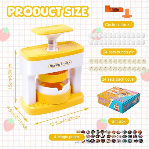 Button Maker Machine for Kids,55mm(2.16inch) DIY Pin Badge Button Maker,Pin Badge Maker Machine with 48 pcs Button Parts Pictures Circle Cutter,Pin Button Maker Press Machine Badge Punch Kit in Kuwait