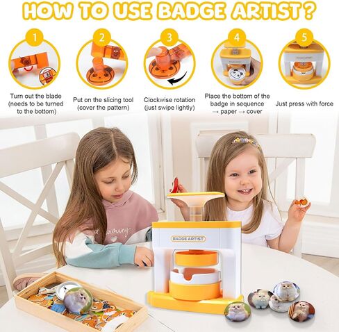 Button Maker Machine for Kids,55mm(2.16inch) DIY Pin Badge Button Maker,Pin Badge Maker Machine with 48 pcs Button Parts Pictures Circle Cutter,Pin Button Maker Press Machine Badge Punch Kit in Kuwait