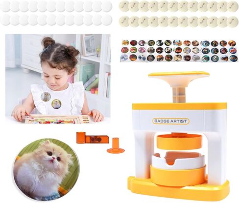 Button Maker Machine for Kids,55mm(2.16inch) DIY Pin Badge Button Maker,Pin Badge Maker Machine with 48 pcs Button Parts Pictures Circle Cutter,Pin Button Maker Press Machine Badge Punch Kit in Kuwait