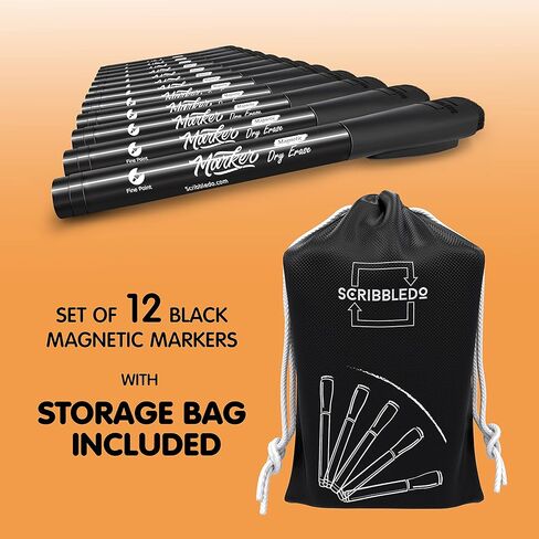 Scribbledo Magnetic Dry Erase Markers Fine Tip Black Color Low Odor Whiteboard Markers with Eraser Cap Thin Skinny White Board Markers for Adults Students Teachers Kids Art Home & School (4 Pack) in Saudi Arabia