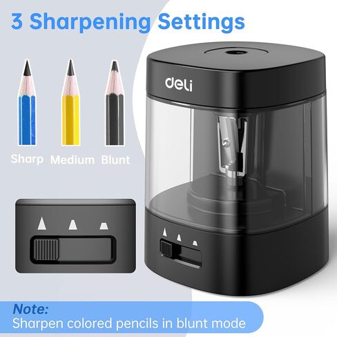 Deli Electric Pencil Sharpener, Automatic Pencil Sharpeners for No.2 Pencils Colored Pencils, USB & Battery Operated Pencil Sharpener for Kids, School, Home, Office, Classroom, Black in Saudi Arabia