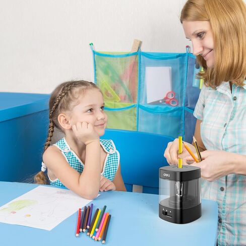 Deli Electric Pencil Sharpener, Automatic Pencil Sharpeners for No.2 Pencils Colored Pencils, USB & Battery Operated Pencil Sharpener for Kids, School, Home, Office, Classroom, Black in Saudi Arabia