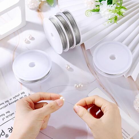 Cheriswelry 5 Rolls Metal Beading Wire for Jewelry Making Nylon Coated Stainless Steel Wire Tiger Tail Wire 0.3-0.6mm for DIY Necklace Bracelet Earring Accessories in Kuwait