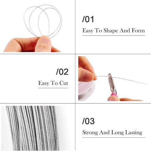 Cheriswelry 5 Rolls Metal Beading Wire for Jewelry Making Nylon Coated Stainless Steel Wire Tiger Tail Wire 0.3-0.6mm for DIY Necklace Bracelet Earring Accessories in Kuwait