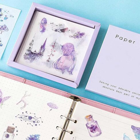 Generally Cute Washi Stickers Set for Journaling-50 SheetsBox Kawaii Scrapbook Aesthetic Natural Plants Small Sticker for Scrapbooking, Planners, Junk Journal, Calendars and Notebook（Purple） in Saudi Arabia