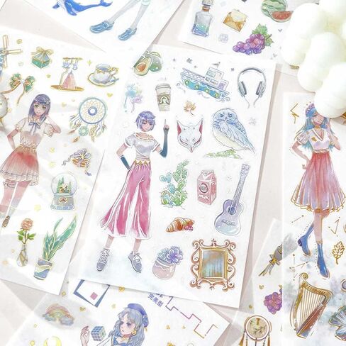 Generally Cute Washi Stickers Set for Journaling-50 SheetsBox Kawaii Scrapbook Aesthetic Natural Plants Small Sticker for Scrapbooking, Planners, Junk Journal, Calendars and Notebook（Purple） in Saudi Arabia