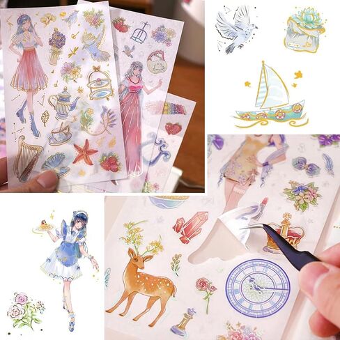 Generally Cute Washi Stickers Set for Journaling-50 SheetsBox Kawaii Scrapbook Aesthetic Natural Plants Small Sticker for Scrapbooking, Planners, Junk Journal, Calendars and Notebook（Purple） in Saudi Arabia