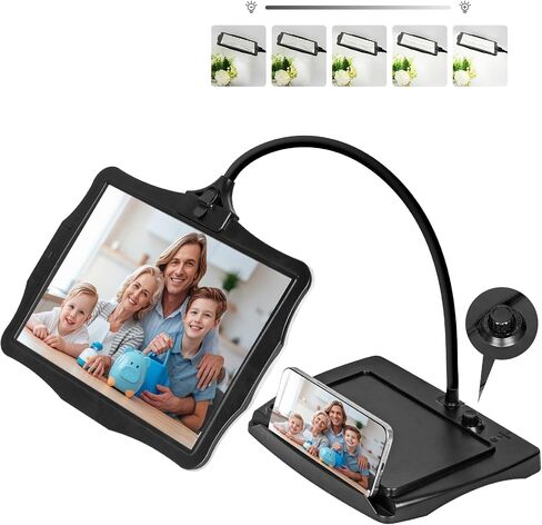10X Rechargeable Full Page Magnifier for Reading, NUEYiO 10.6*7.8" Large Handheld Magnifying Glass with Light and Stand, 50 LED Lights & 3-IN-1 Gooseneck Magnifying Lamp for Seniors Close Work Craft in Saudi Arabia