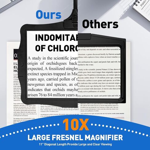 10X Rechargeable Full Page Magnifier for Reading, NUEYiO 10.6*7.8" Large Handheld Magnifying Glass with Light and Stand, 50 LED Lights & 3-IN-1 Gooseneck Magnifying Lamp for Seniors Close Work Craft in Saudi Arabia