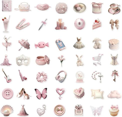 Pink Stickers Aesthetic Y2k Stickers 50PCS Preppy Stickers for Water Bottles Journaling Laptop Phone, Vinyl Waterproof Pink Stickers for Girls Women in Saudi Arabia