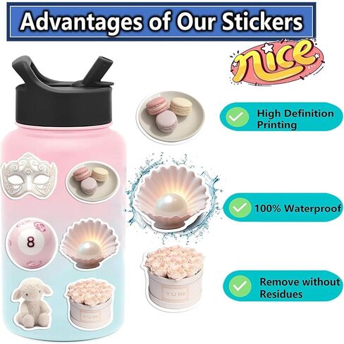 Pink Stickers Aesthetic Y2k Stickers 50PCS Preppy Stickers for Water Bottles Journaling Laptop Phone, Vinyl Waterproof Pink Stickers for Girls Women in Saudi Arabia