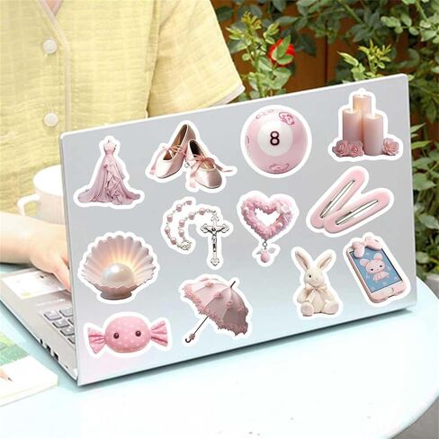Pink Stickers Aesthetic Y2k Stickers 50PCS Preppy Stickers for Water Bottles Journaling Laptop Phone, Vinyl Waterproof Pink Stickers for Girls Women in Saudi Arabia