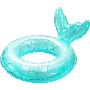 HeySplash Mermaid Pool Float, Mermaid Tail Shaped Pool Swimming Float Tube Ring Floatie, Water Fun Beach Party Swimming Pool Toys for Kids Adults Water Activities, 70cm Diameter, Rose Gold + Blue